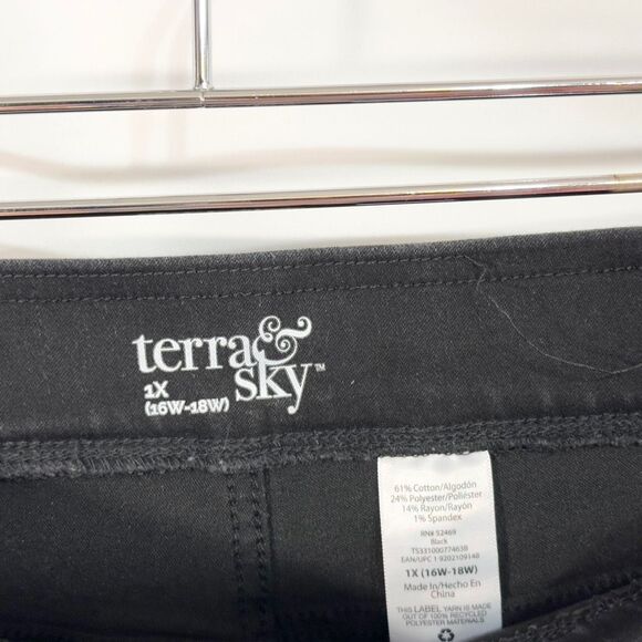 Terra Sky Plus Size 1X Skinny Jeans 16W 18W Jeggings Black Pull‎ On Stretch 466 - Picture 7 of 8